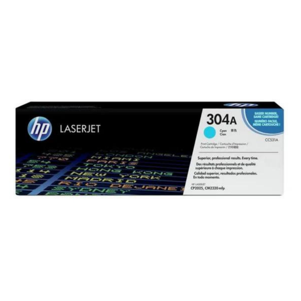 Cartucho de Toner Original / Compatible: HP®-304A-Cyan (CC531A)